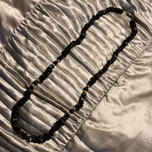 Black Onyx Chip with Gold Bead necklace 28 1/2”